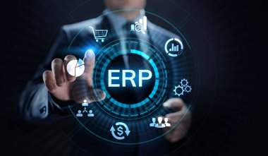 ERP Enterprise kaynak planlama sistemi yazılım iş teknolojisi.