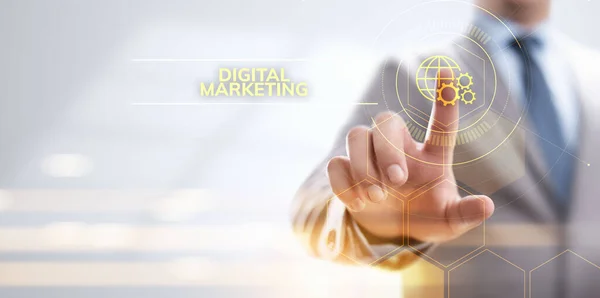 Ψηφιακό μάρκετινγκ διαφήμιση στο διαδίκτυο και οι πωλήσεις αυξάνουν την έννοια της επιχειρηματικής τεχνολογίας. — Φωτογραφία Αρχείου