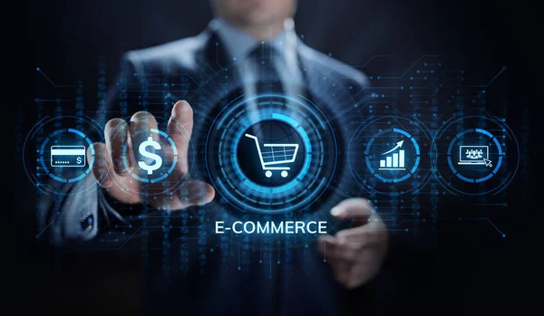 E-commerce Zakupy online Cyfrowa koncepcja marketingu i technologii sprzedaży. — Zdjęcie stockowe