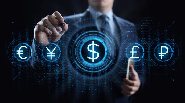 Dollar-Symbol auf dem Bildschirm. Devisenhandelskurs Forex Business-Konzept. — Stockfoto