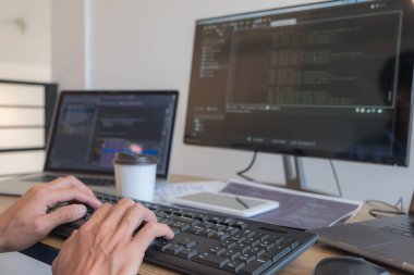 Programlama programcısı, geliştirici ve morina balığı üzerinde çalışan programcılar