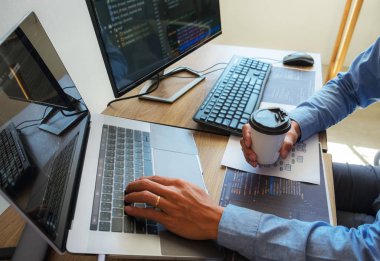Programlama programcısı, geliştirici ve morina balığı üzerinde çalışan programcılar