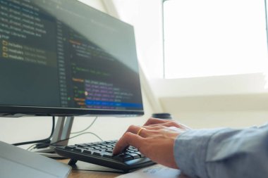 Programlama programcısı, geliştirici ve morina balığı üzerinde çalışan programcılar