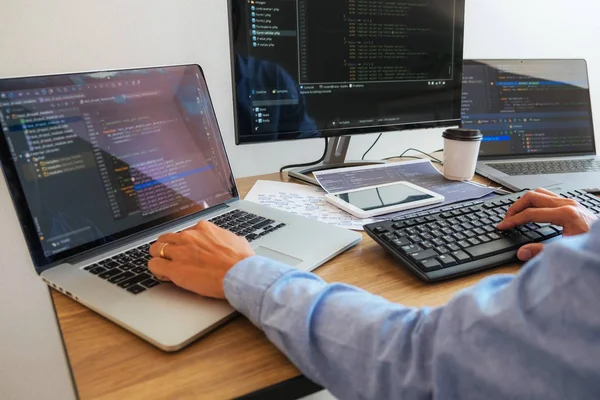 Programlama programcısı, geliştirici ve morina balığı üzerinde çalışan programcılar