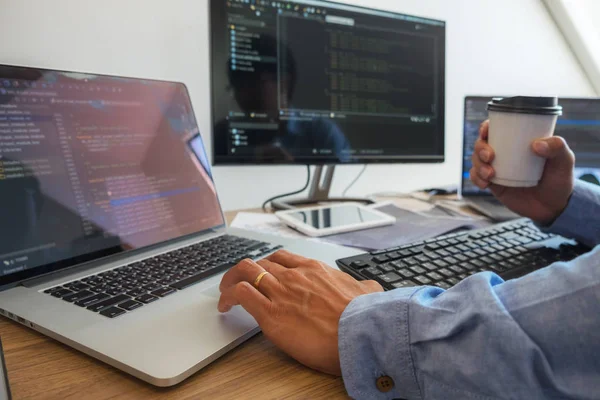 Programlama programcısı, geliştirici ve morina balığı üzerinde çalışan programcılar