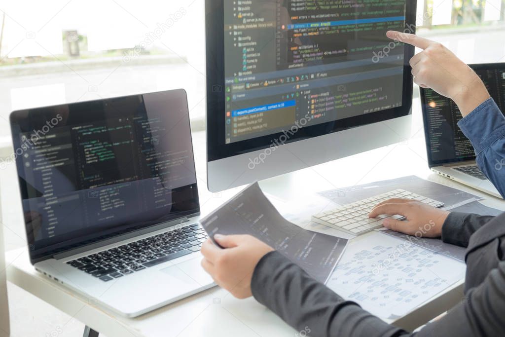 Programmers work on the development of coding and coding technol