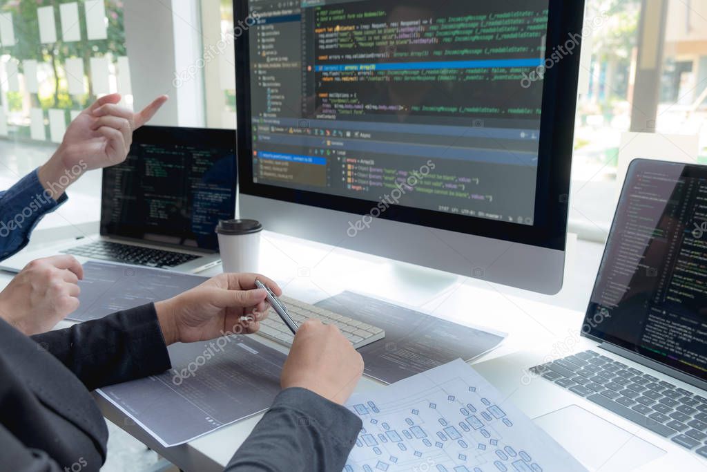 Programmers work on the development of coding and coding technol