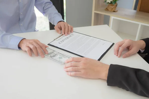 Frauds Make Money Exchange Business Contracts Real Estate Illegal Contract — Stock Photo, Image