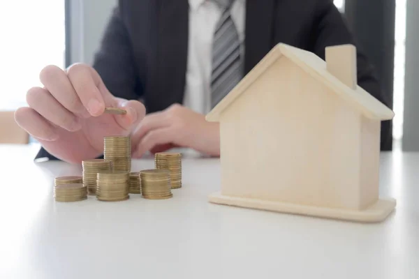 Fazendo Contrato Para Comprar Habitação Fazendo Empréstimo Casa Planejamento Financeiro — Fotografia de Stock