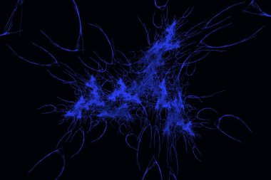 Rastgele mavi fraktal desen. Soyut arkaplan, tema fraktal çizgiler ve şekiller.