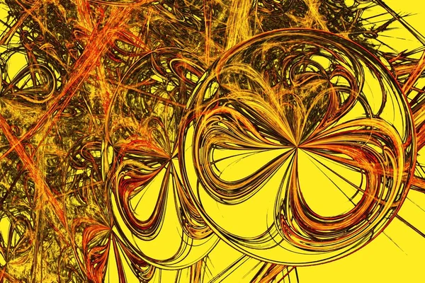 Padrão Fractal Amarelo Aleatório Fundo Abstrato Formas Linhas Fractais Temáticas — Fotografia de Stock