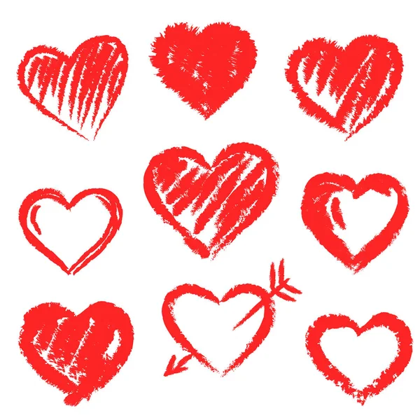 Vector hearts set. Hand drawn. — Stock Vector