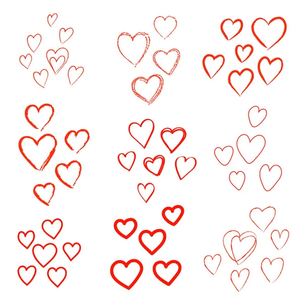 Set of hand drawn hearts. Design element. — Stock Vector