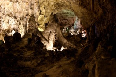 Carlsbad Mağaraları, New Mexico 'da inanılmaz bir güzellik. İçeriden ateş edildi. Usa - yatay çerçeve