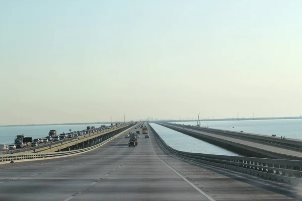 Niekończący Się Długi Most Autostrada Nowego Orleanu — Zdjęcie stockowe