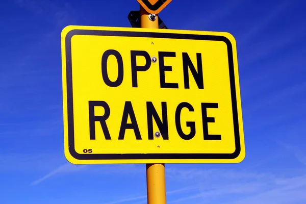 Open Range Sign - Yellow Diamond with blue Background