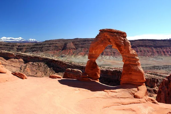 Utahs Mundialmente Famoso Arco Delicado Arches Nationalpark Estados Unidos — Foto de Stock