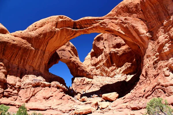 Park Narodowy Arches Utah Stany Zjednoczone Ameryki Słynny Łuk Podwójny — Zdjęcie stockowe