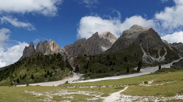 Paisaje Montaña Hermosas Montañas Dolomita Valle Gardena Groeden Tirol Del — Foto de Stock