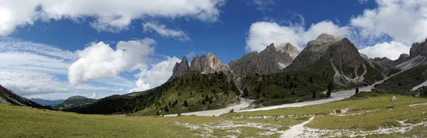 Vista Panorámica Las Montañas Puez Odles Naturepark Valle Gardena Tirol — Foto de Stock