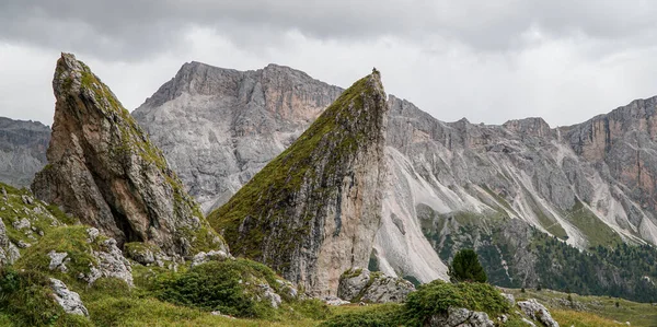 Motivation Panoramic View Steep Rock Formation South Tyrol Sporty Climber — Stock Photo, Image