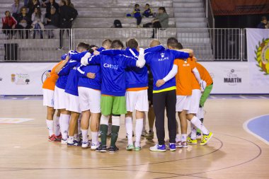 Santa Coloma Gramenet, Barselona, İspanya, 25 Kasım 2017: Futsal İspanya Ligi maç Catgas Santa Coloma ve Segovia, arasında 2-3