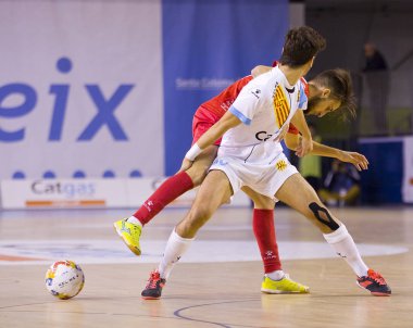 Santa Coloma Gramenet, Barselona, İspanya, 25 Kasım 2017: Futsal İspanya Ligi maç Catgas Santa Coloma ve Segovia, arasında 2-3