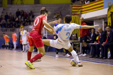 Santa Coloma Gramenet, Barselona, İspanya, 25 Kasım 2017: Futsal İspanya Ligi maç Catgas Santa Coloma ve Segovia, arasında 2-3
