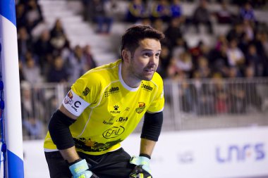 Santa Coloma Gramenet, Barselona, İspanya, 25 Kasım 2017: Futsal İspanya Ligi maç Catgas Santa Coloma ve Segovia, arasında 2-3