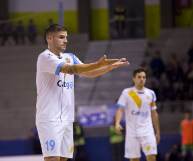 Santa Coloma Gramenet, Barselona, İspanya, 25 Kasım 2017: Futsal İspanya Ligi maç Catgas Santa Coloma ve Segovia, arasında 2-3