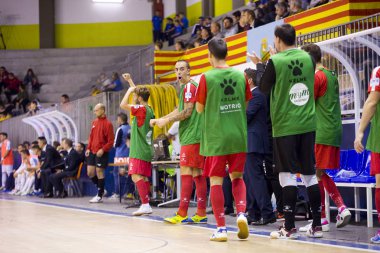 Santa Coloma Gramenet, Barselona, İspanya, 25 Kasım 2017: Futsal İspanya Ligi maç Catgas Santa Coloma ve Segovia, arasında 2-3