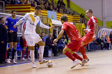 Santa Coloma Gramenet, Barselona, İspanya, 25 Kasım 2017: Futsal İspanya Ligi maç Catgas Santa Coloma ve Segovia, arasında 2-3