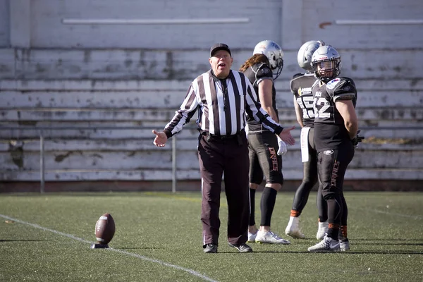 Badalona España Febrero 2018 Partido Fútbol Americano Entre Badalona Dracs — Foto de Stock