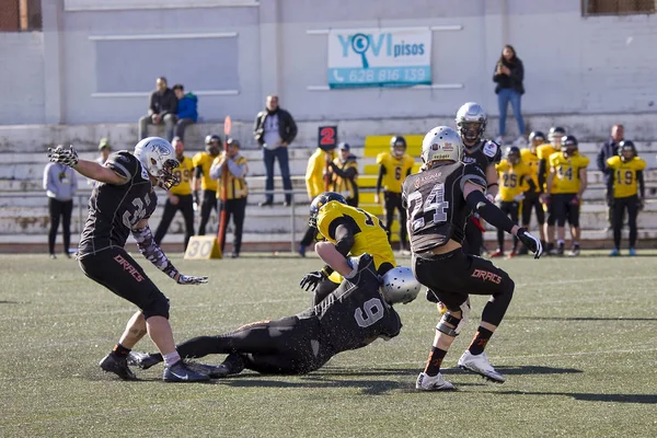 Badalona Espanha Fevereiro 2018 Jogo Futebol Americano Entre Badalona Dracs — Fotografia de Stock