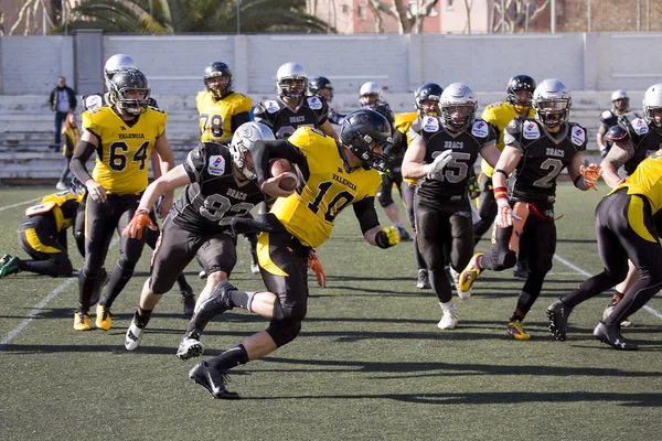 Badalona España Febrero 2018 Partido Fútbol Americano Entre Badalona Dracs —  Fotos de Stock