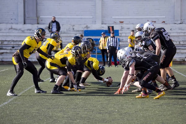 Badalona Spanien Februar 2018 Amerikanisches Fußballspiel Zwischen Badalona Dracs Und — Stockfoto