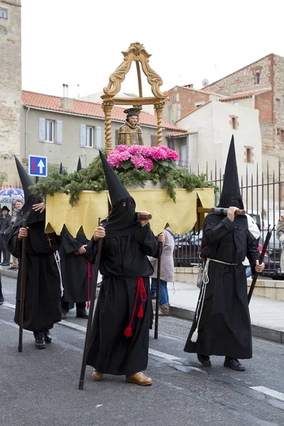 Personer Procession Sanch Årlig Ceremoni Flera Städer Sydeuropa Heliga Påskveckan — Stockfoto