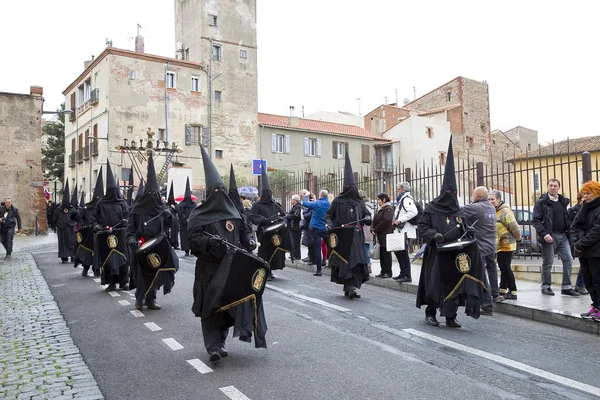 Personer Procession Sanch Årlig Ceremoni Flera Städer Sydeuropa Heliga Påskveckan — Stockfoto
