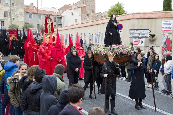 Personer Procession Sanch Årlig Ceremoni Flera Städer Sydeuropa Heliga Påskveckan — Stockfoto