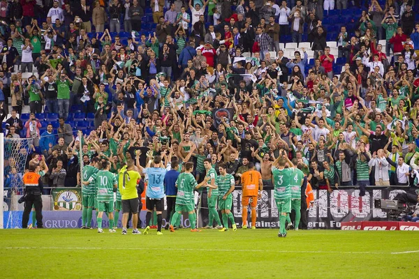 Barcelona Octubre Los Jugadores Cornella Agradecen Los Aficionados Después Del —  Fotos de Stock