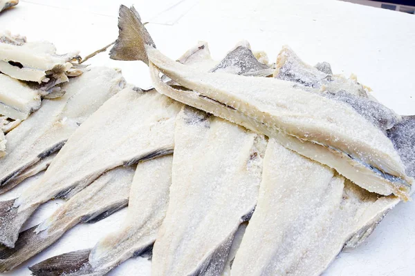 Peixes Bacalhau Secos Salgados — Fotografia de Stock