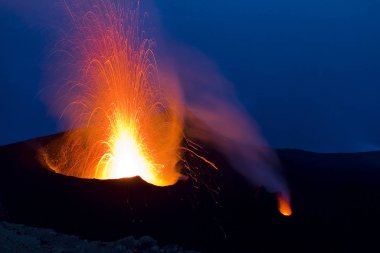 Stromboli volcano, Aeolian Adaları, İtalya.