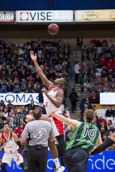 Niektórzy Gracze Akcji Meczu Hiszpańskiej Ligi Acb Pomiędzy Joventut Badalona — Zdjęcie stockowe