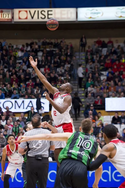 Algunos Jugadores Acción Partido Liga Española Acb Entre Joventut Badalona —  Fotos de Stock