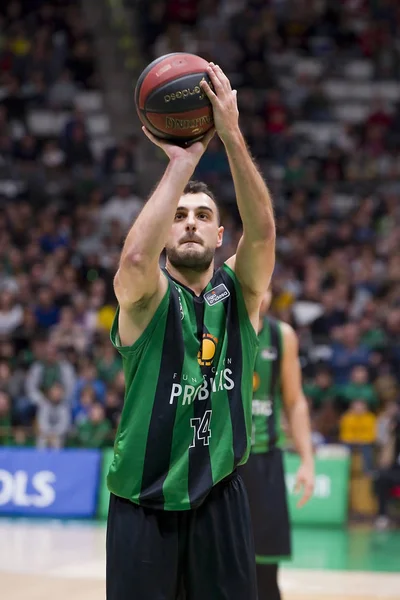 Albert Ventura Von Aktion Beim Spanischen Ligaspiel Zwischen Joventut Badalona — Stockfoto