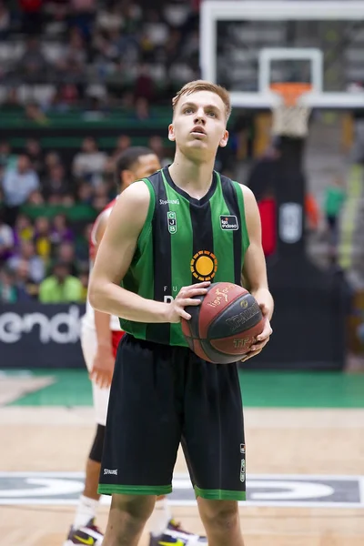 Arturs Zagars Akcji Meczu Hiszpańskiej Ligi Acb Pomiędzy Joventut Badalona — Zdjęcie stockowe