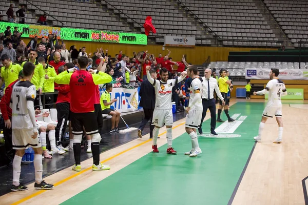Święto Gola Meczu Lnfs Futsal League Pomiędzy Industrias Garcia Santa — Zdjęcie stockowe