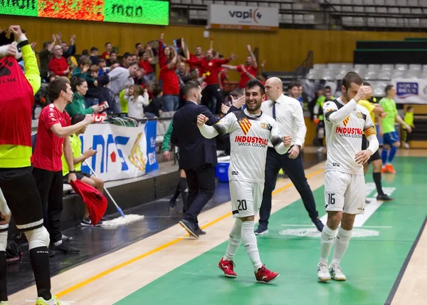 Cél Ünneplés Spanyol Lnfs Futsal League Mérkőzésen Industrias Garcia Santa — Stock Fotó