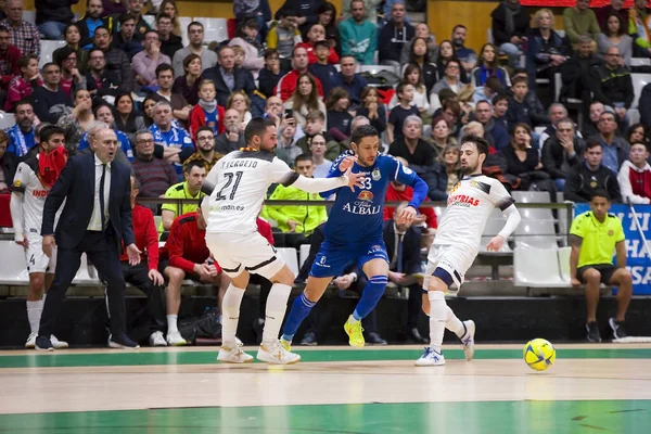 Gracze Akcji Hiszpańskim Meczu Lnfs Futsal League Pomiędzy Industrias Garcia — Zdjęcie stockowe