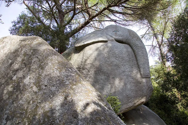 Gammel Skulptur Elefant Ukjent Forfatter Forhistorisk Rute Roca Del Valles – stockfoto